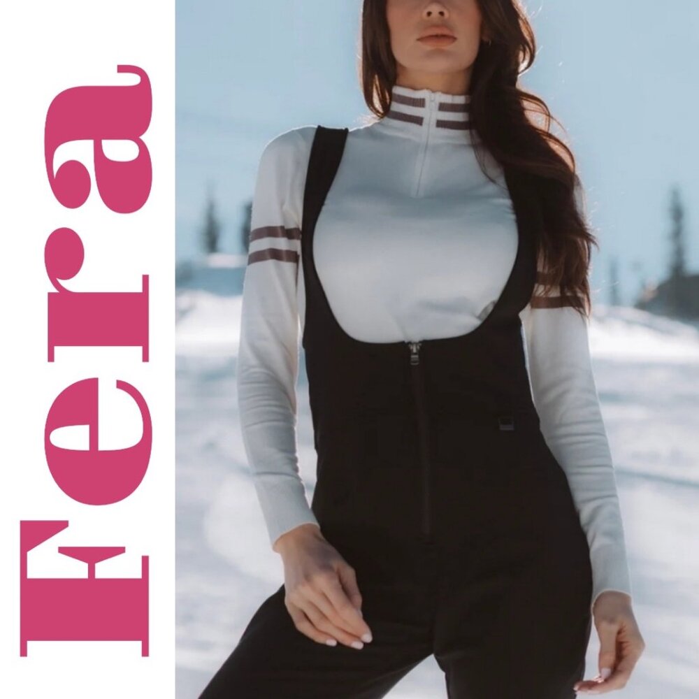 FERA INTERNATIONAL WOMEN’S VINTAGE 90s BLACK SNOW SKI BIB‎ ONE PIECE STIRRUP, 10